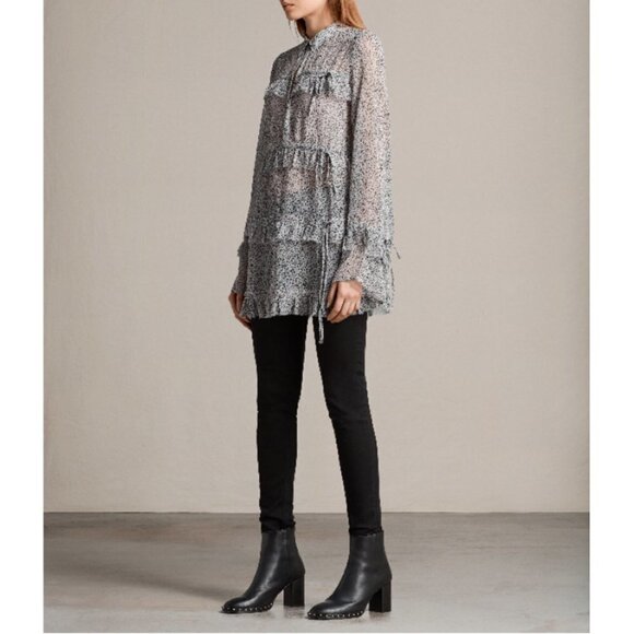 💕ALLSAINTS💕 Deirdre LeoDot Shirt ~ Pale Pink Large NWT - Picture 8 of 15